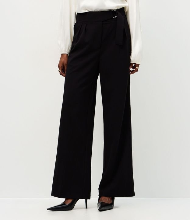 Pantalón Wide en Crepé Cintura con Hebilla 3