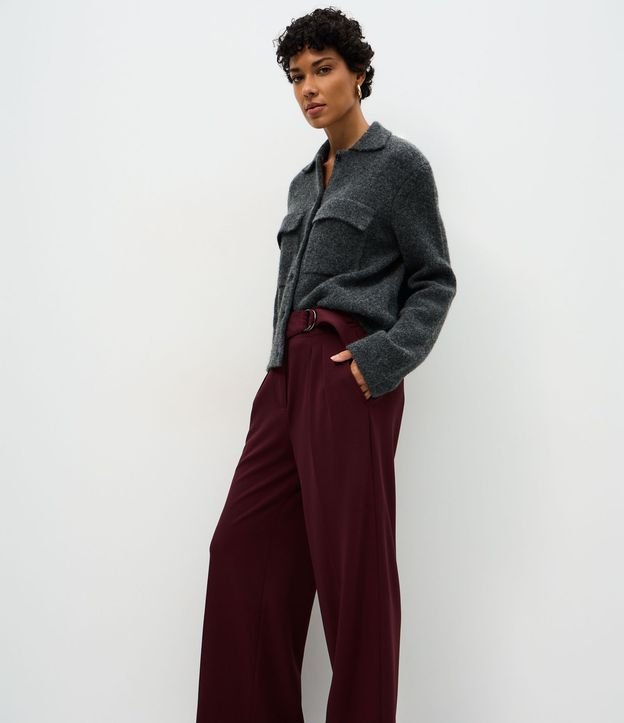 Pantalón Wide en Crepé Cintura con Hebilla 2