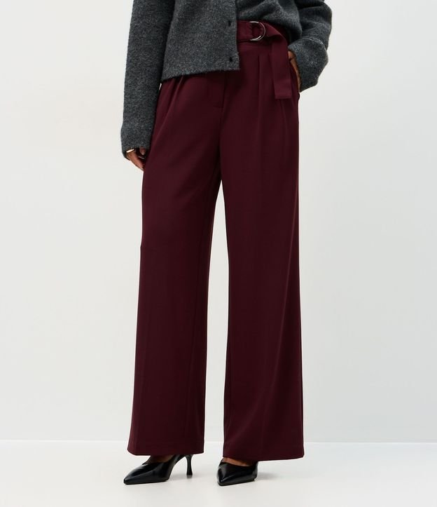 Pantalón Wide en Crepé Cintura con Hebilla 3
