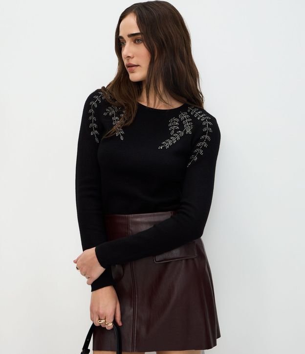 Suéter Regular en Tricot con Bordado Delicado 3