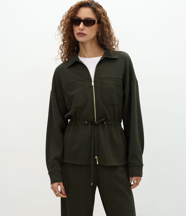 Campera Parka en Modal con Cremallera y Cordón Ajustable