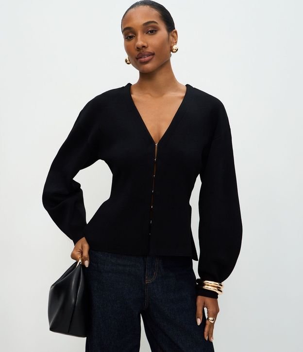 Cardigan Regular en Punto con Abotonado por Ganchos 1