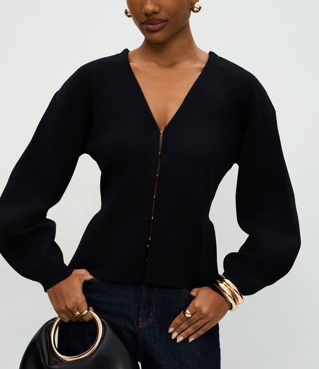 Cardigan Regular en Punto con Abotonado por Ganchos 4