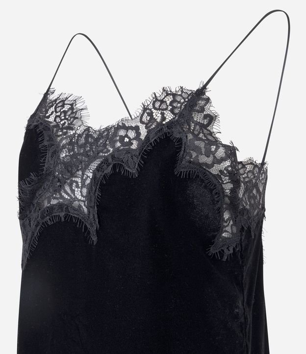 Vestido Corto en Terciopelo con Encaje y Punta 6