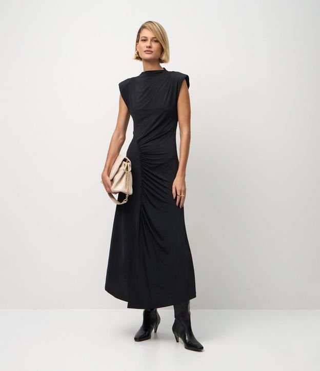 Vestido Midi con Detalle Fruncido Delantero 2