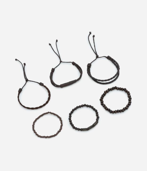 Kit 6 Pulseiras Masculinas Trenzadas y con Lunares