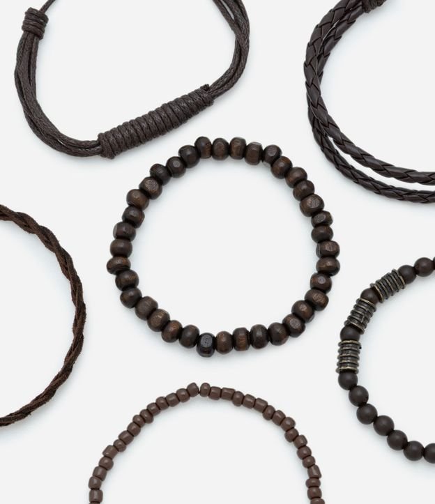 Kit 6 Pulseiras Masculinas Trenzadas y con Lunares 3