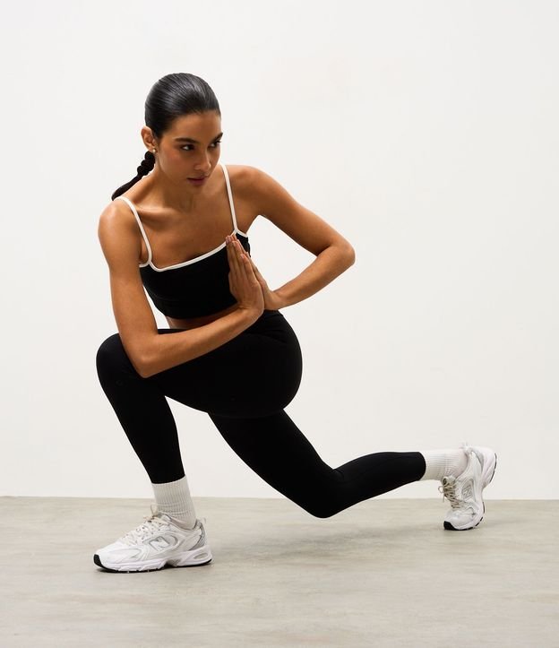 Pantalón Legging Deportiva con Cintura Traspasada y Bies Contrastante