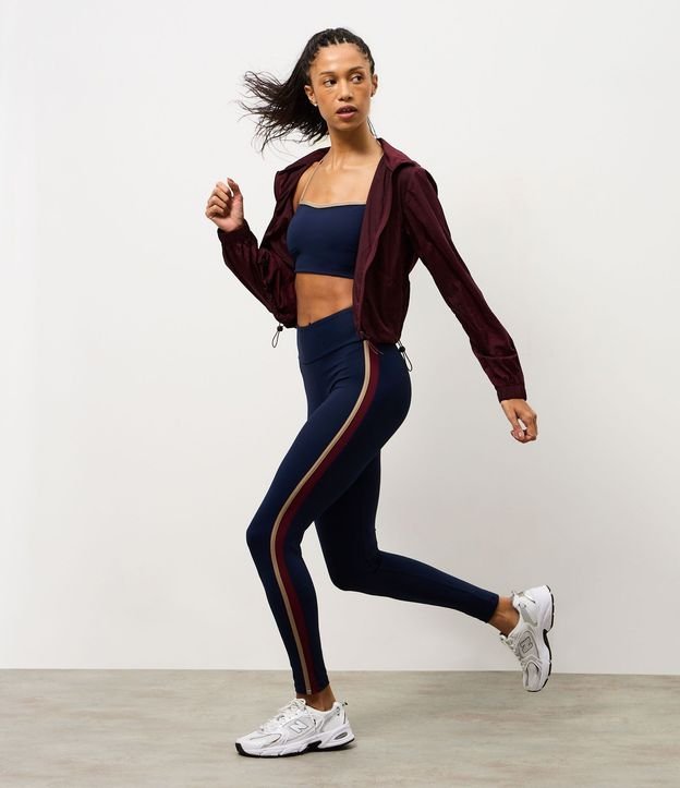 Pantalón Legging Deportiva en Microfibra con Recorte Contrastante