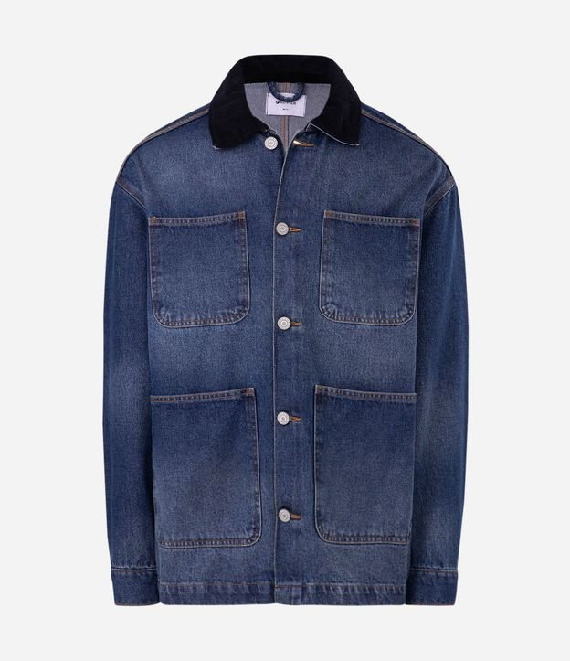 Campera Oversized en Jeans con Cuello de Terciopelo 5