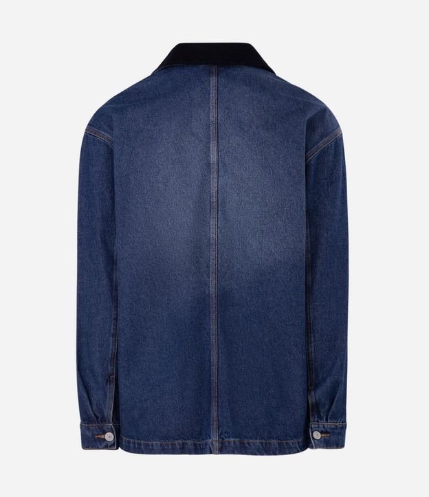 Campera Oversized en Jeans con Cuello de Terciopelo 6
