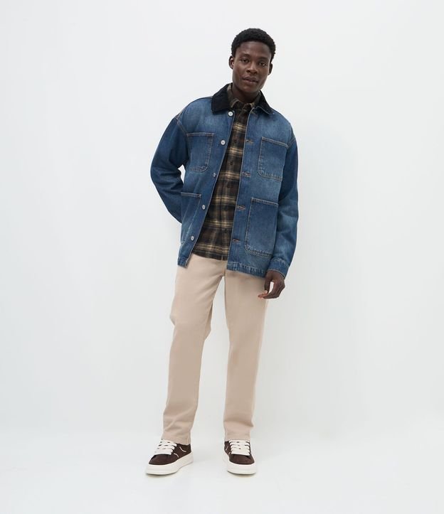 Campera Oversized en Jeans con Cuello de Terciopelo 4