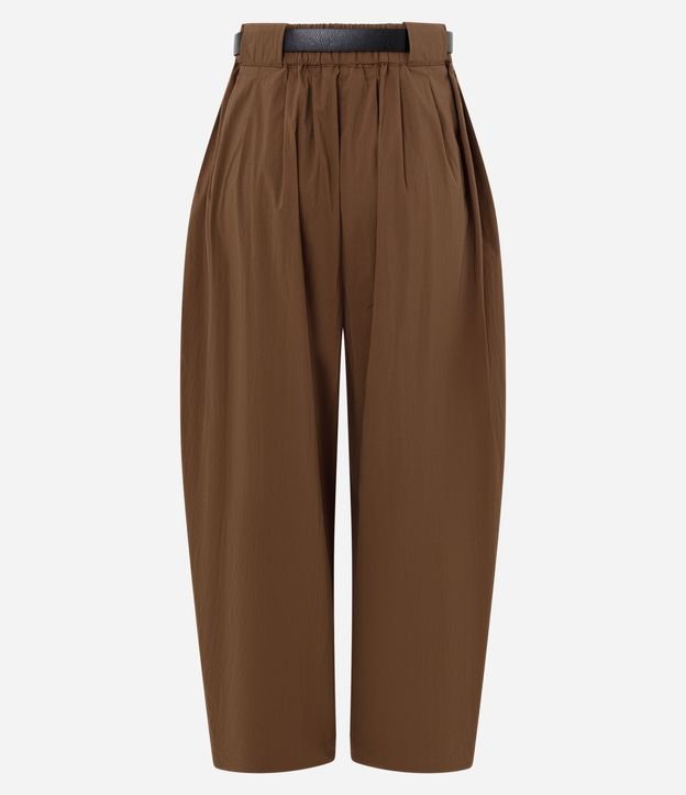 Pantalón Barrel en Algodón con Pliegues Delanteros y Cinturón 6