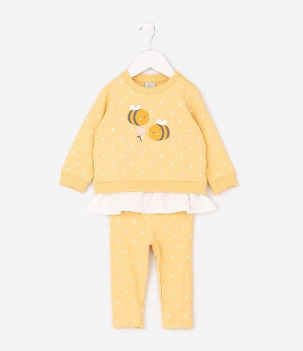 Conjunto Infantil de Lunares con Abejas y Ruedo Sobrepuesto - Talle RN a 18 Meses 2