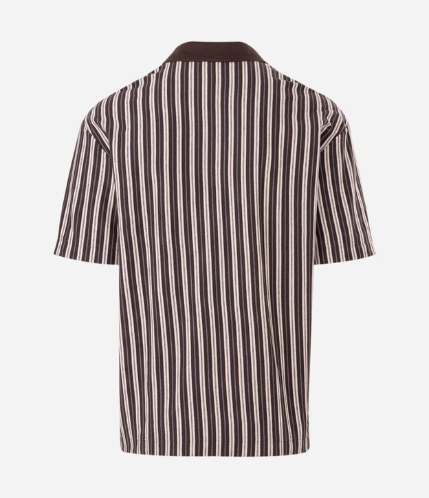 Remera Relaxed Manga Corta en Algodón Rayada con Cuello Polo 5