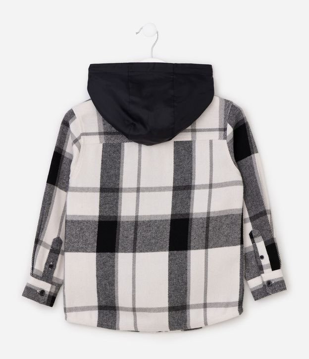 Camisa Infantil de Cuadros con Capucha y Bolsillo Delantero - Tam  5 a 14  Anos 5