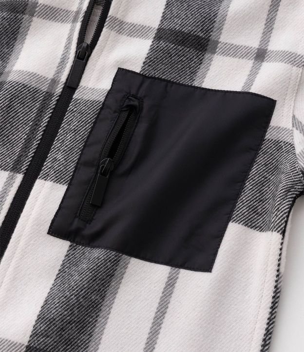 Camisa Infantil de Cuadros con Capucha y Bolsillo Delantero - Tam  5 a 14  Anos 7
