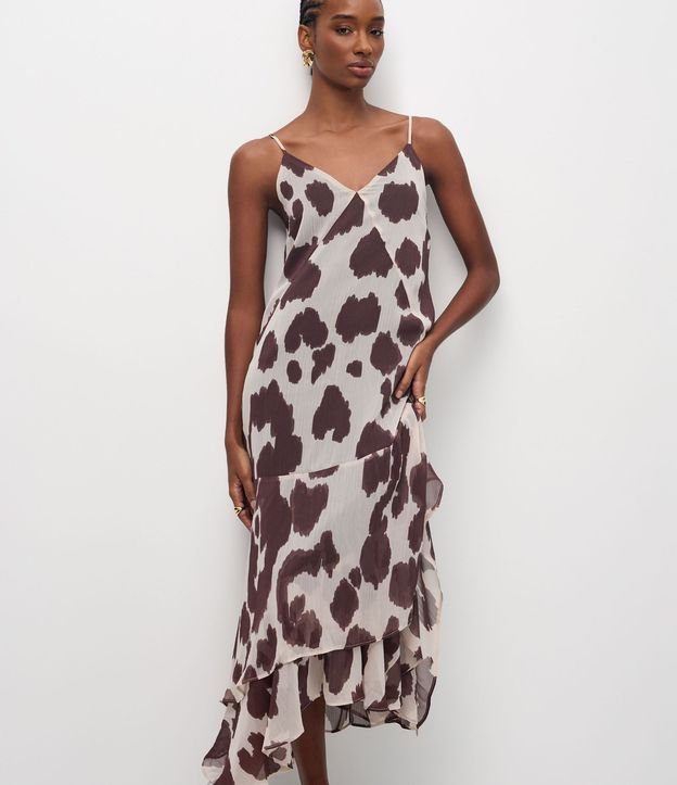 Vestido Largo en Chiffon Animal Print con Escote V 2