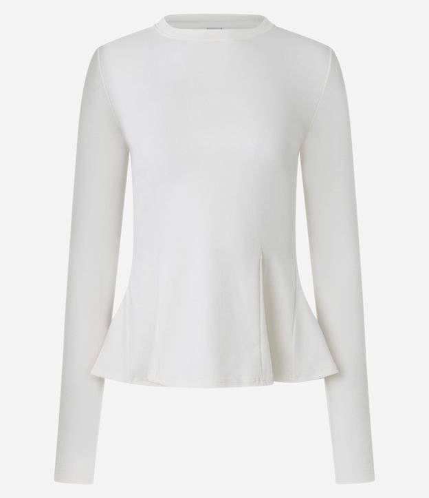 Blusa Peplum Manga Larga en Punto Roma con Ruedo Amplio