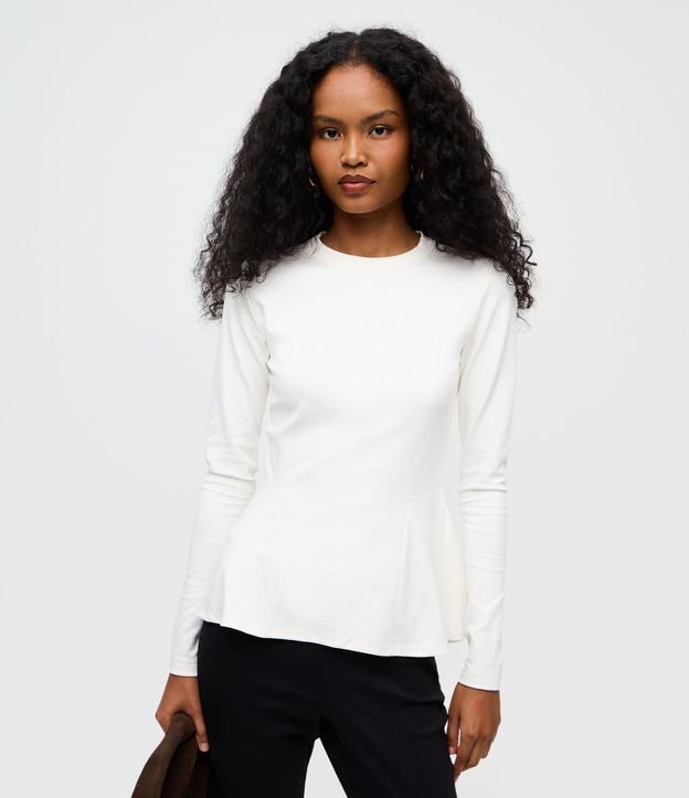Blusa Peplum Manga Larga en Punto Roma con Ruedo Amplio 1