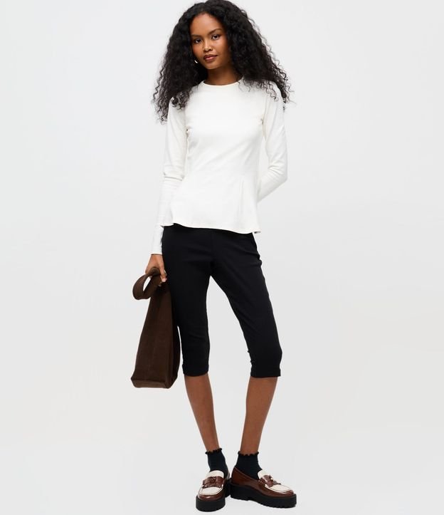 Blusa Peplum Manga Larga en Punto Roma con Ruedo Amplio 2