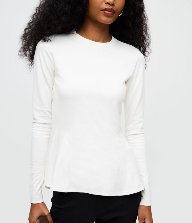 Blusa Peplum Manga Larga en Punto Roma con Ruedo Amplio 3