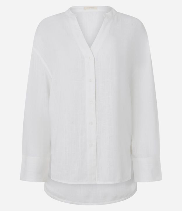 Camisa Oversized en Viscolino con Cuello Padre