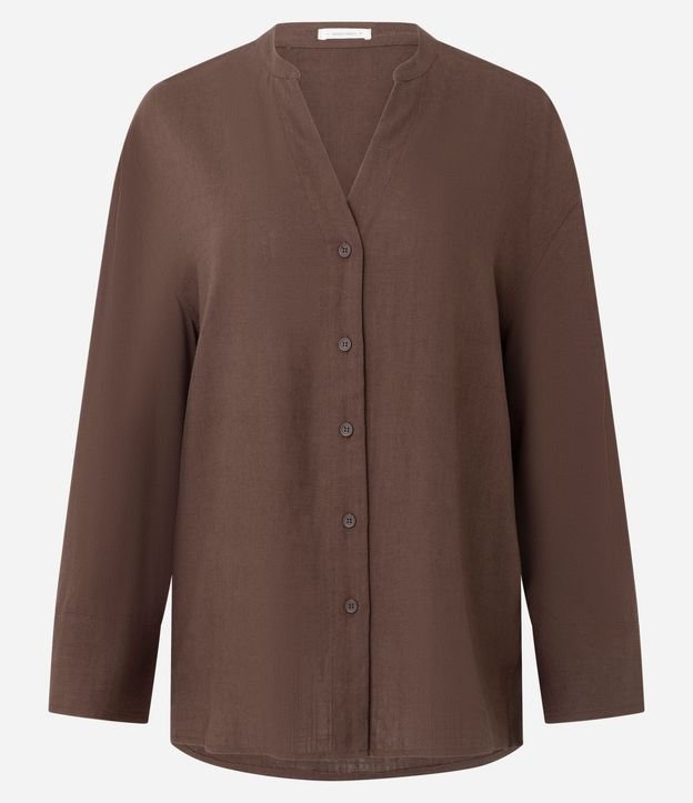 Camisa Oversized en Viscolino con Cuello Padre