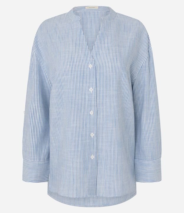 Camisa Oversized en Viscolino con Estampa Rayada 1