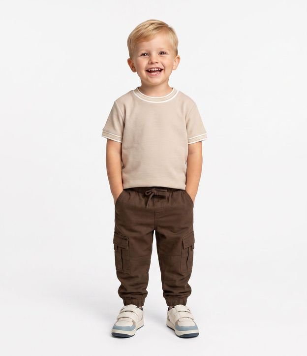 Pantalón Jogger Infantil en Sarga con Bolsillos Cargo - Talle 1 a 6 años