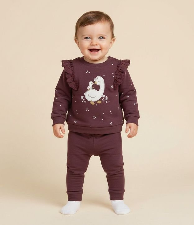 Saco Infantil con Estampa Floral Patito y Volados – Talle 0 a 18 Meses 1