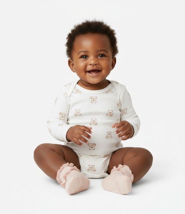 Body Infantil Manga Larga con Estampa de Osos – Talle RN a 18 Meses