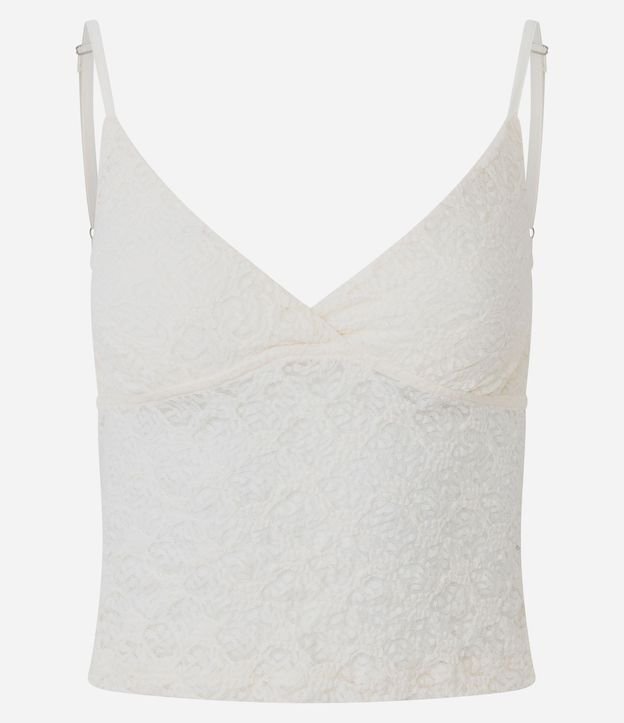 Blusa Musculosa en Encaje Texturizada con Breteles Finos