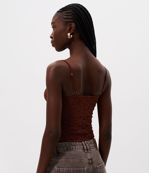 Blusa Musculosa en Encaje Texturizada con Breteles Finos 4
