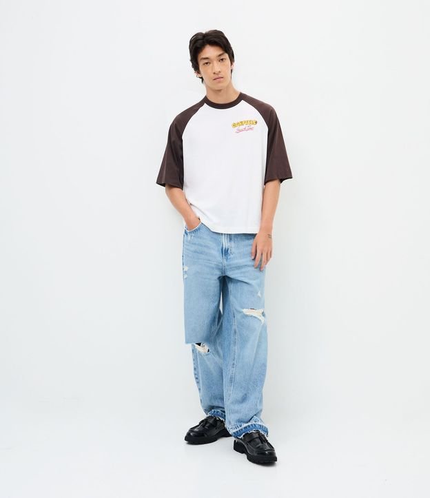 Pantalón Baggy Relaxed en Jean con Roturas