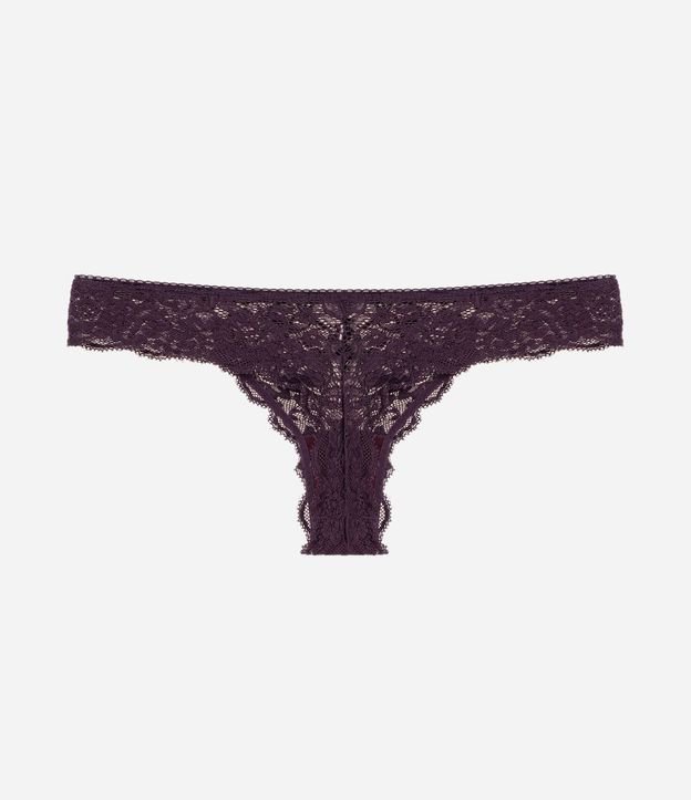 Bombacha Bikini Hilo en Encaje Floral con Moña en la Cintura 5
