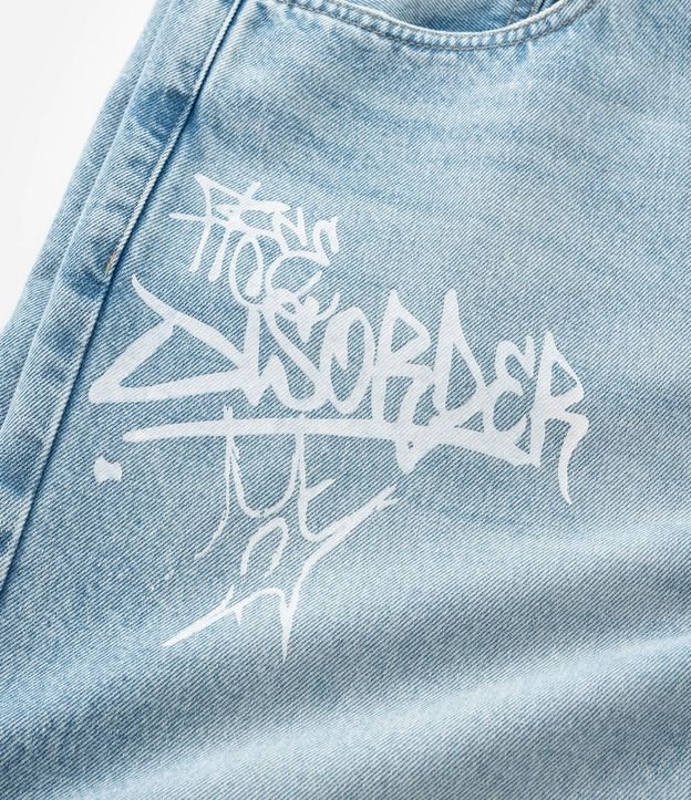Pantalón Baggy en Jeans con Lettering Grafite 9