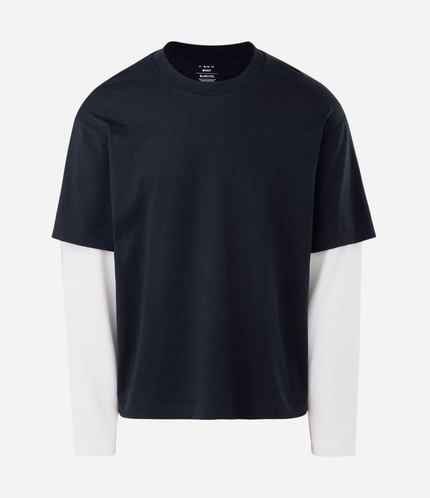 Remera Oversized Manga Larga en Algodón con Manga Corta Sobrepuesta 4