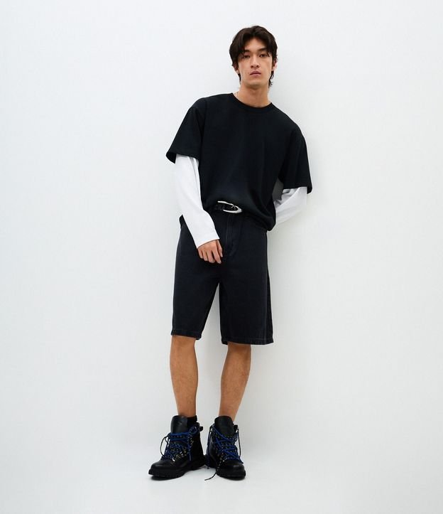 Remera Oversized Manga Larga en Algodón con Manga Corta Sobrepuesta 2