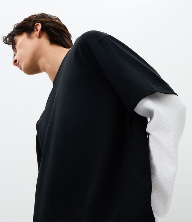 Remera Oversized Manga Larga en Algodón con Manga Corta Sobrepuesta 3