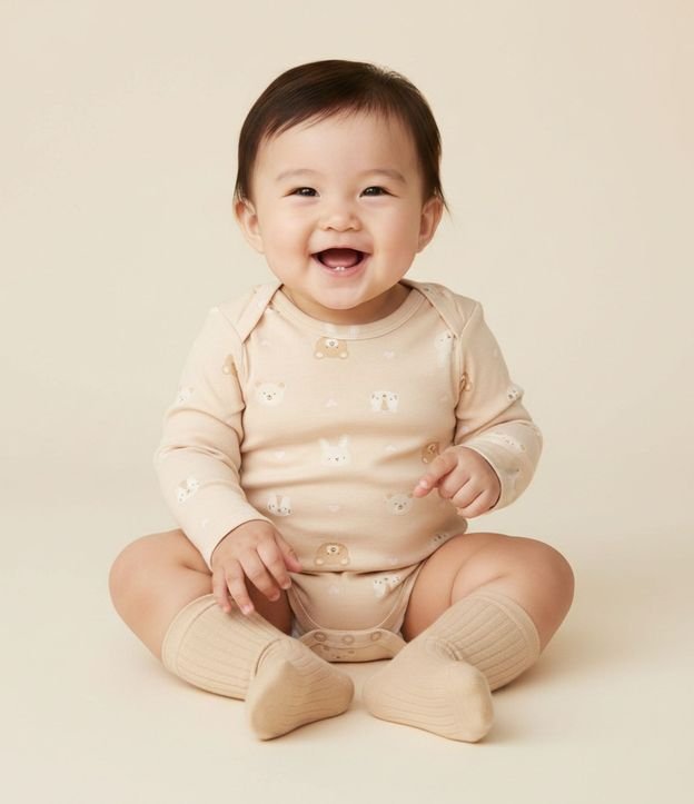 Body Infantil con Estampa de Osito y Corazones – Talle RN a 18 Meses