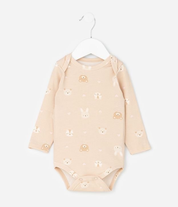 Body Infantil con Estampa de Osito y Corazones – Talle RN a 18 Meses