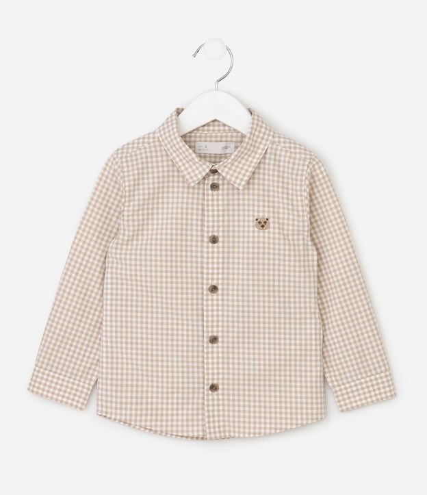 Camisa Infantil en Franela de Cuadros y Bordado Osito - Talle 1 a 6 años 2