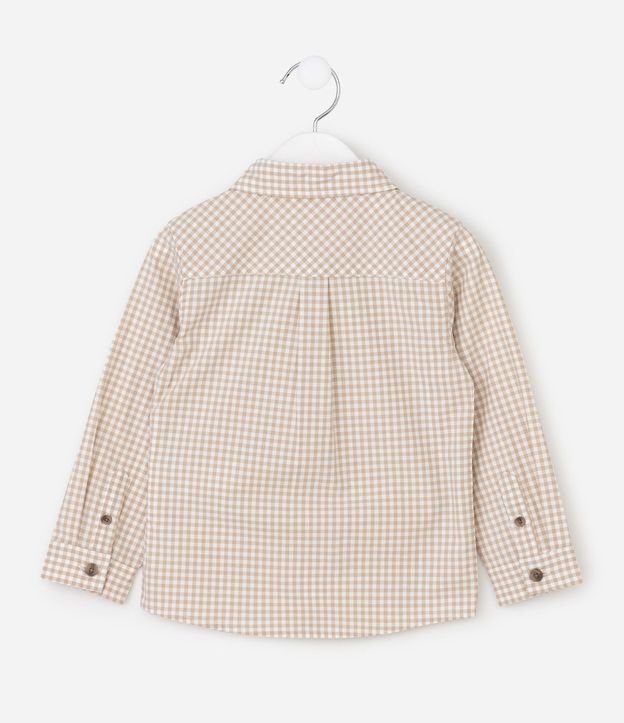 Camisa Infantil en Franela de Cuadros y Bordado Osito - Talle 1 a 6 años 3
