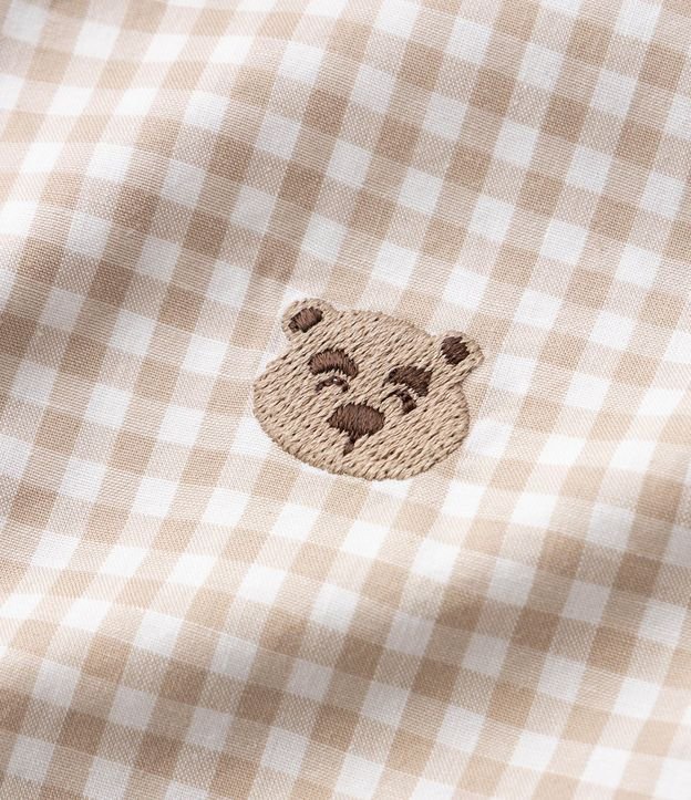 Camisa Infantil en Franela de Cuadros y Bordado Osito - Talle 1 a 6 años 5