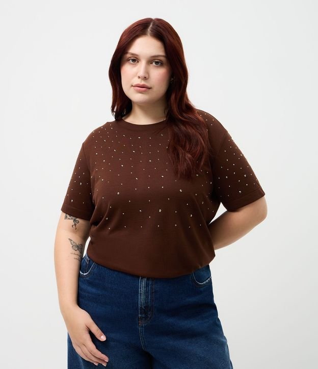 Remera con Brillos Salpicados Curve & Plus Size