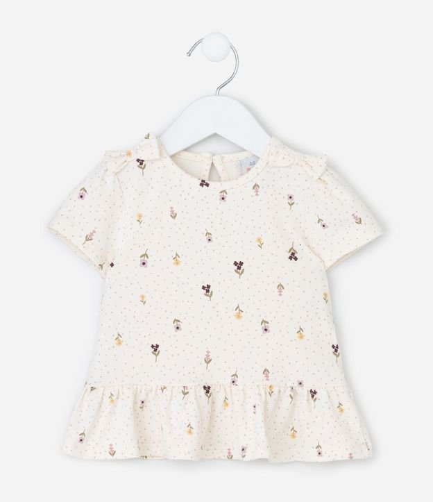 Conjunto Infantil Blusa Manga Corta y Short Floral de Lunares – Talle 0 a 18 Meses 3