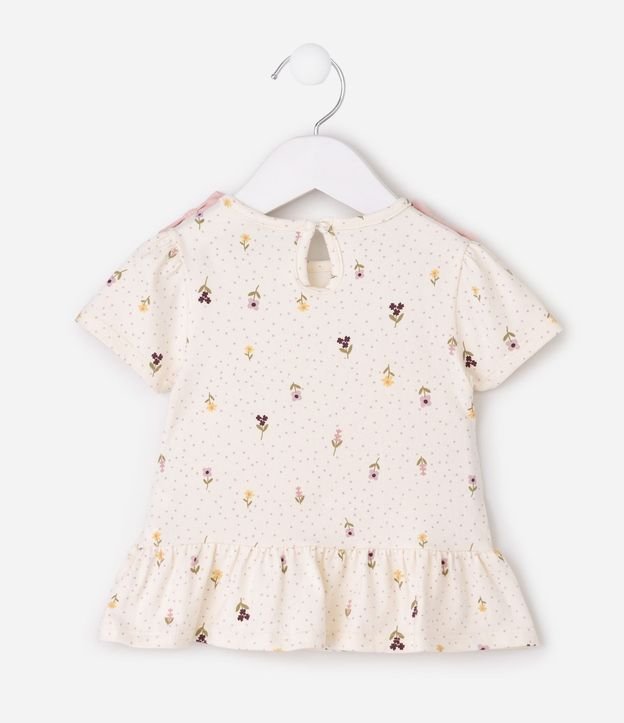 Conjunto Infantil Blusa Manga Corta y Short Floral de Lunares – Talle 0 a 18 Meses 4