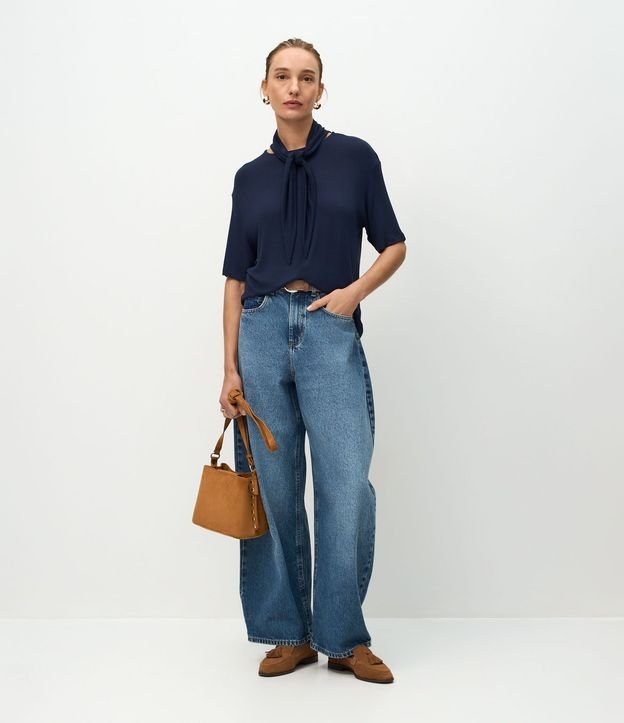 Blusa en Punto con Cuello Lazo 2