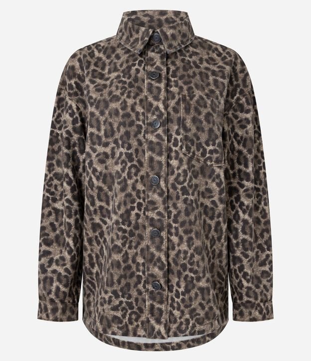 Camisa Oversized en Jeans con Estampa de Animal Print 7